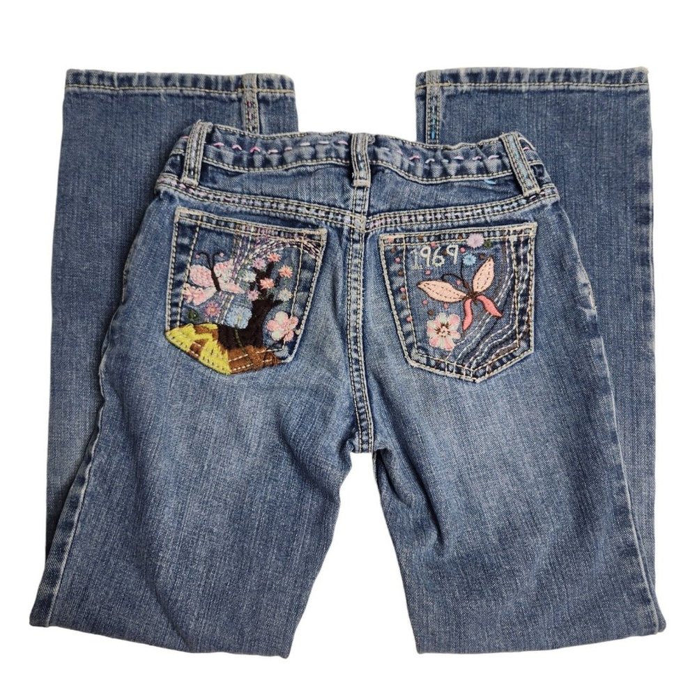 Gap Vintage Embroidered Butterfly Pockets Jeans Blue 100% Cotton Y2K Size 8